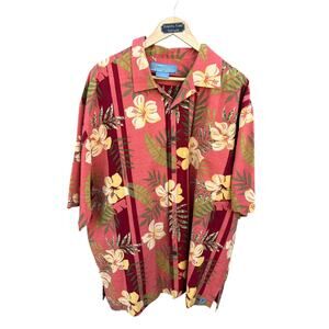 Bermuda Bay Men's Vintage Hawaiian Shirt Button Up 100% Silk Floral Size XL